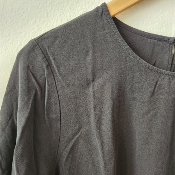 Eileen Fisher Silk Blouse Tunic Short Sleeve Black Relaxed Fit Washable Large - Picture 4 of 8